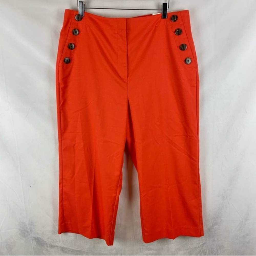 ANN TAYLOR FACTORY NWT‎ Red Nautical Wide Leg Cropped Pants Sz 14P